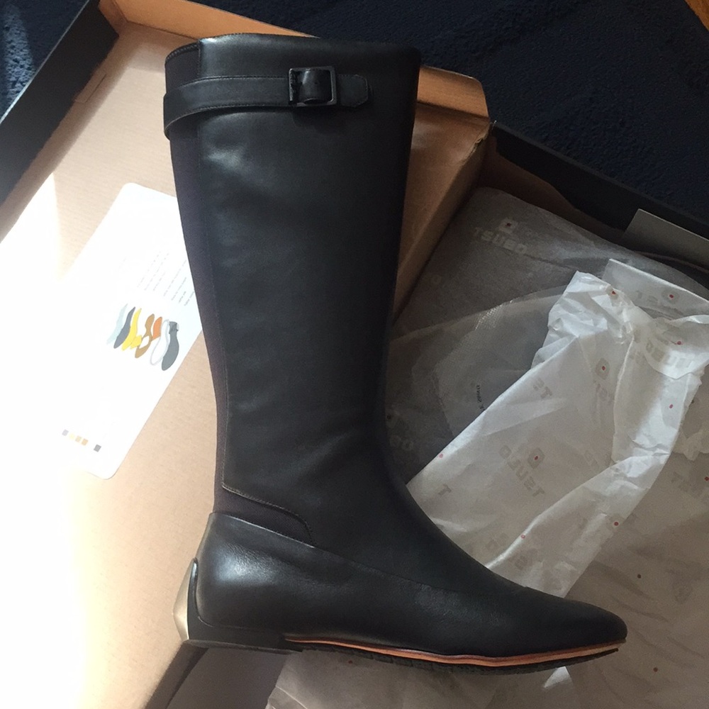 Black Leather Knee High Boots